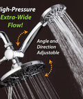 7 Inch Premium High Pressure Rainfall Shower Head And 6 Setting Handheld Combo with chrome finish, water flowing, adjustable angle