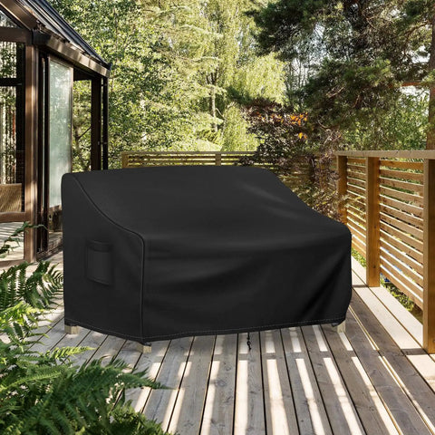 Waterproof Patio Loveseat Cover For 2 Seater Outdoor Furniture With Air Vent And Handles Fits 54W X 37D X 35H Inches Black Heavy Duty