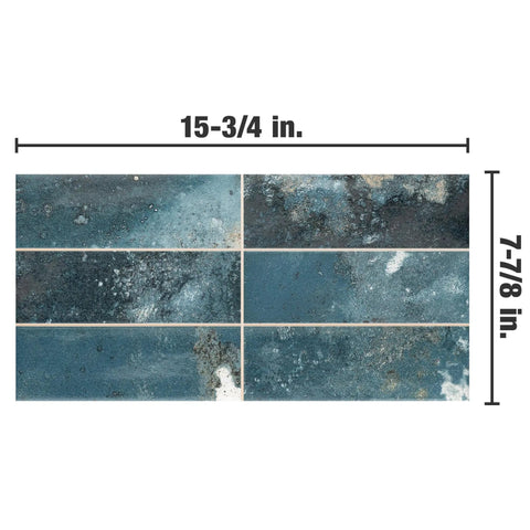 Brick Blue Porcelain Wall Tile For Bathroom Or Kitchen Backsplash Dope Brick Look With Textured Finish Grade 1 Wall Tile 7.875 By 15.75 Inches
