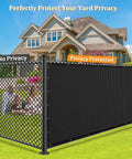 Privacy Fence Screen 6x50ft For Yard And Backyard, 170 GSM Heavy Duty Shade Cover With Copper Brass Grommets shown installed on fence
