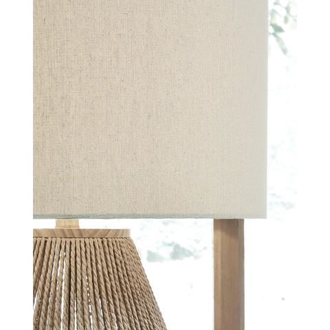 Boho Coastal Table Lamp With 23.5 Inch Paper Rope And Wood Base, Light Brown Finish, Cozy Ambient Light For Living Rooms Or Beach House Vibe