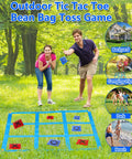 Outdoor Giant Tic Tac Toe And Bean Bag Toss Game For Kids And Adults in a park setting with players enjoying yard fun.