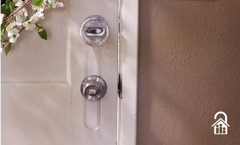 Beefed Up Anti Bump Deadbolt Door Lock With Magnetic Locking System installed on a door, showing front view and secure installation.