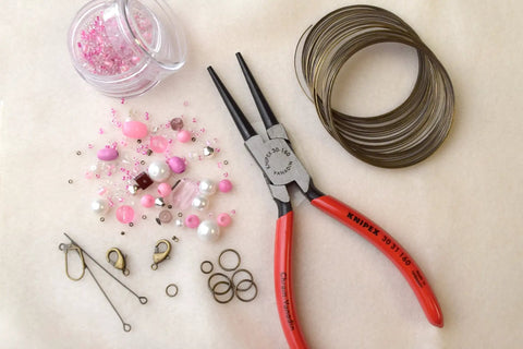 Long Nose Pliers With Round Tips, 6.25 Inch, Precision Grade Tool With Ergonomic Comfort Grip and Steel Construction beside craft supplies.