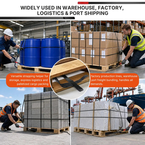 54 Inch Flexible Pallet Strap Feeder Stick For PE Guide Strapping, Quick Threading Tool With Extended Handle, Streamlines Packing, Reduces Bending, 2 Pack used to strap pallets in warehouse and port shipping
