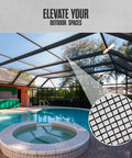 View of patio with pool protected by Fiberglass Window Screen Mesh Roll For Door And Window Repairs 36 Inch Wide By 100 Feet Long Black Insect Screen