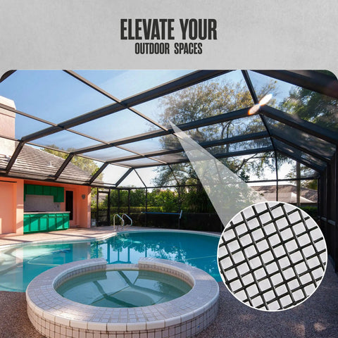 View of patio with pool protected by Fiberglass Window Screen Mesh Roll For Door And Window Repairs 36 Inch Wide By 100 Feet Long Black Insect Screen