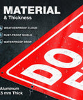 Dang Solid No Entry Warning Sign, 8X12 Inch Heavy Duty Reflective Aluminum Panel showing water droplets on surface.