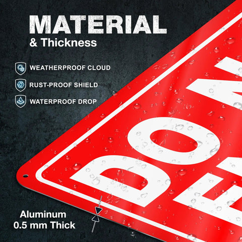 Dang Solid No Entry Warning Sign, 8X12 Inch Heavy Duty Reflective Aluminum Panel showing water droplets on surface.