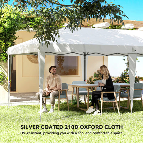 10x20 Pop Up Canopy Tent With Four Sidewalls set up in a backyard, showing portable outdoor gazebo shelter for parties