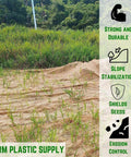 Installed straw erosion control blanket for lawns and slopes, no nonsense moisture retention, 8 ft by 112.5 ft, slope stabilizer.