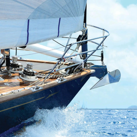 Sailboat in motion with 8 Inch Aluminum Winch Handle With Ball Bearings For Smooth Cranking on deck, marine setting