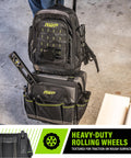 Rolling Tool Bag For Pros And Contractors Water Resistant Tough Gear Tote with backpack and organized pockets