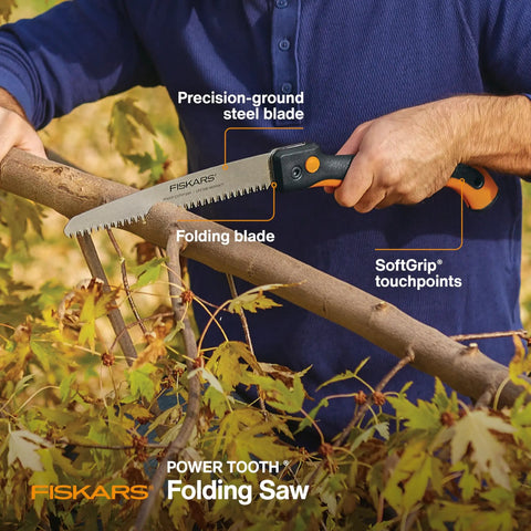 Folding Hand Saw With Dual Position Locking Blade For Overhand And Undercuts 10 Inch Pruning Saw With Triple Ground Power Tooth Blade And Soft Grip Handle For Fast Clean Cuts On Thick Branches