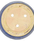 Bottom view of Captivating Vista 14 Inch Ceramic Planter For Indoor And Outdoor Use showing three drainage holes and blue rim