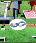 Two Sets 27 Feet Cornhole Distance Setup Tool Measuring Device for Boards with Blue Rope Cornhole Accessories for Accurate Backyard Toss and Competitive Play, blue rope and wood balls