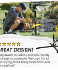Person setting up Hurricane Batting Swing Trainer For Baseball And Softball With A Durable Swing Arm Four Power Band System