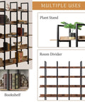 5 Tier Industrial Bookcase With Black Metal Frame Brown Finish Space Saving Storage Organizer versatile uses collage