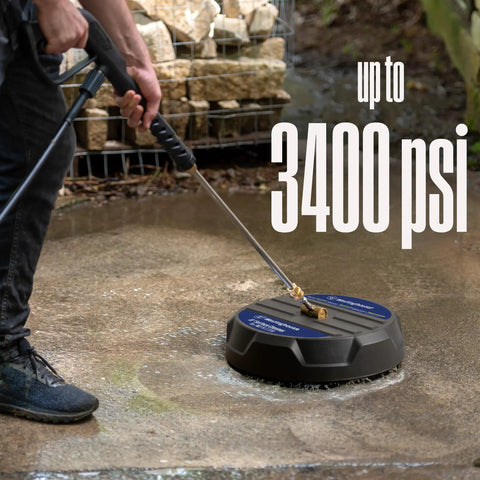 15 Inch Surface Cleaner Attachment For Pressure Washers Up To 3400 Max PSI With 1/4 Inch Quick Connect used on concrete surface