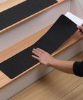 Applying Non Slip Outdoor Stair Treads 12 Pack With Heavy Duty Grip Tape Strips 6 By 24 Inches Weatherproof Anti Slip Tape on stairs