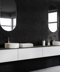 Bathroom with Black Glitter Peel And Stick Wallpaper Self Adhesive Vinyl Roll 15.7x354 Inches 38.75 Sq Ft Easy Install