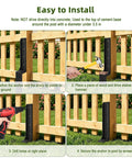 Heavy Duty Fence Post Repair Kit With Rock Solid H Shaped Steel Extenders And Dead Simple Ground Spike Anchors To Keep Your Outdoor Boundary Posts Upright installation guide showing steps to secure fence post with anchors.