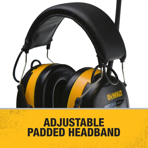 Hearing Protection Earmuffs With AM FM Radio And LCD Display, 8 Presets, Aux Input, NRR 25dB, adjustable padded headband