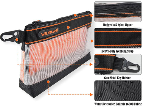 Clear Tool Pouch Set With Zipper, 13 Inch Pouches, Four Pack Quick Access Tool Organizers, See Through Tool Bags details
