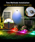Christmas RGBW Landscape Spotlight 12W Outdoor Color Changing Yard Lights illuminating garden with wall mount installation