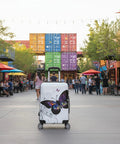 Carry-on luggage front view: 20-inch hardside case with butterfly print, white background, spinner wheels.