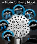 High Pressure Handheld Shower Head With 6 Wide Angle Face And 6 Spray Modes For Real Rinse Includes 70 Inch Hose