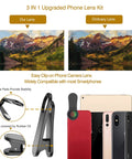 Comparison of 3 In 1 Phone Lens Kit For Android With 198 Degree Fisheye, 120 Degree Wide And Macro showing enhanced image quality.
