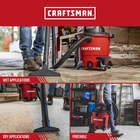 9 Gallon 4.25 Peak HP Wet Dry Shop Vacuum Portable Cleanup Machine used for wet and dry applications in home garage