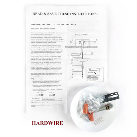Mini Vintage 3 Bulb Chandelier In Lavender Topaz, 8 By 8 By 10 Inches, Plug In Or Hardwired installation instructions and hardware kit