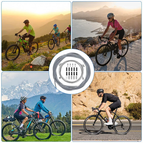 Cyclists using Universal All In One Bicycle Brake And Shifter Cable Housing Kit 5mm Diameter for Road And Mountain Bikes