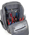 20 Inch Hard Bottom Tool Backpack Built Tough With Durable 1800D Polyester And Top Grain Leather Padded Cooling Liner And Shoulder Straps