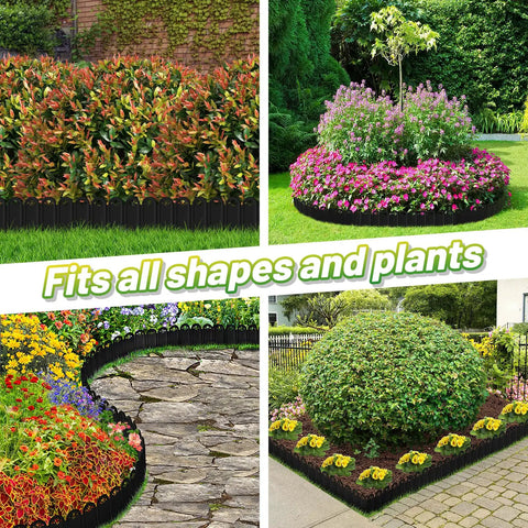 Thickened Sturdy Garden Edging 15Ft Raised 4.3 Inch Plastic Flower Bed Border No Sweat Easy Install Splicable Landscaping Edging