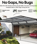 Single Car Garage Screen Door Fits Openings Up To Eight Feet Wide And Seven Feet Tall Easy Install Self Closing Hands Free Magnet Closure Keeps Bugs Out And Lets Fresh Air In Pet Friendly Kid Safe installed on garage