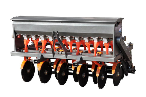 Workhorse 60 Inch 3 Point Seeder For Category One Hitches With 10 Seed Rows Wide 6 Inch Row Spacing And Adjustable Depth.