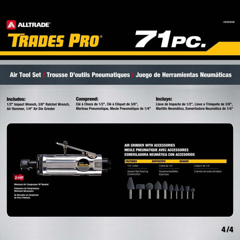 Beefed-Up 71-Piece Pneumatic Air Tool Kit With 1/2 Inch Impact Wrench, 3/8 Inch Ratchet, Air Hammer, Die Grinder, Hose Fittings
