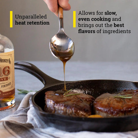 8 Inch Cast Iron Skillet With Ergonomic Handles For Easy Grip And Spatula Friendly Sides Built For Superior Heat Retention