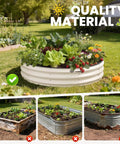 Heavy Duty Galvanized Raised Garden Bed 4x4x1 Ft Round Metal Planter Box for Outdoor Garden with vegetables and flowers
