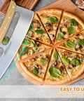 Alltop metal pizza peel with wooden handle; aluminum 12x14 in paddle; 2-pack set shown with sliced pizza