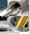 Close-up of 5/16-24 UNF Tap And Die Set HSS Right Hand For Quick Thread Repair on metal surfaces