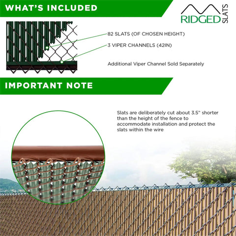 Ridged Slat Privacy Slat For 3 To 8 Foot Chain Link Fence Black Single Wall Bottom Locking Slat Durable United States Made