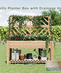 Wooden Elevated Garden Bed With Trellis On Sturdy Legs Free Standing Planter Box With Storage Shelf 47 By 24 By 55 Inches Space Saving Design For Flowers Herbs Veggies And Climbing Vines On Patios And Balconies