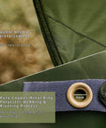 Hexagon Hammock Rain Fly Waterproof Camping Tarp with copper eyelet and reinforced edges for tear resistance and durability.