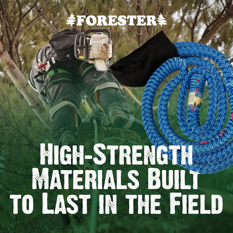 Forester arborist climbing with heavy duty sling and chainsaw, highlighting Arborist Whoopie Sling One Half Inch By Three To Five Feet Rigging Sling For Tree Climbing And Rigging Heavy Duty Anchor Sling Port A Wrap Ready Durable Arborist Gear For Pro Climbers