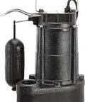 Beefy 1/3 HP Cast Iron Submersible Sump Pump With Mechanical Float Switch, 60 GPM, 3600 GPH, cast iron body and float visible