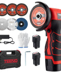 Cordless 3 Inch Angle Grinder Kit With Dual 16.8V 2000mAh Batteries, Six Cutting Discs, Handy Handheld Grinder